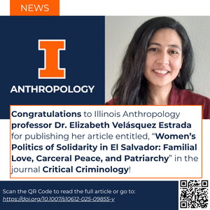 Image congratulating Dr. Velasquez Estrada on publishing her article in Critical Criminology